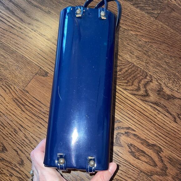Unique Vtg 60s navy blue patent square box purse - Picture 8 of 12